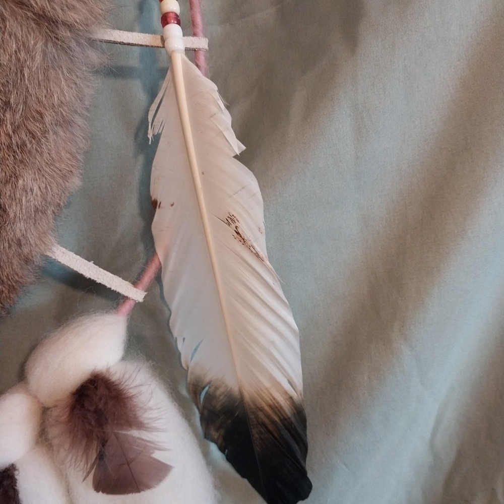 Dream Catcher Handmade Feathers Native American Mandella Shield Wall Hanging 28" - Picture 8 of 14